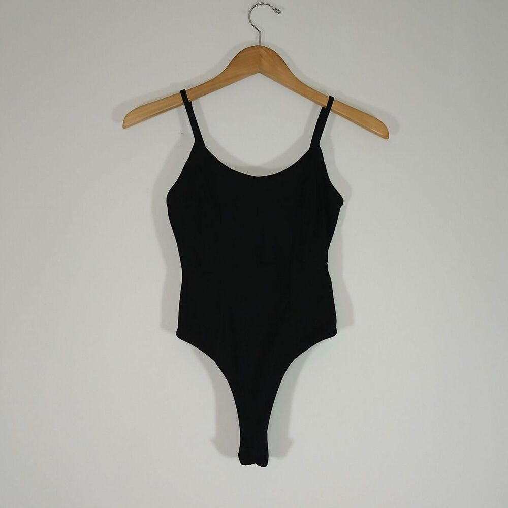 Bozzolo Bodysuit Black Ribbed Corset Small Y2K Clubwear Emo Soft Goth Coquette